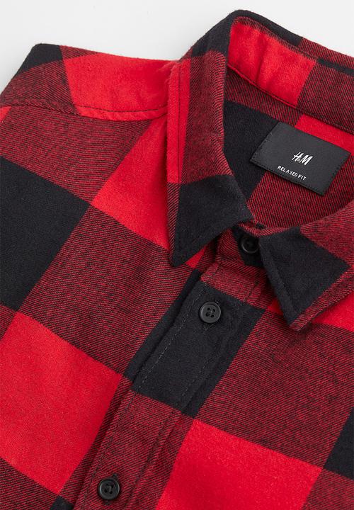 H&M - Relaxed fit twill shirt - red & black