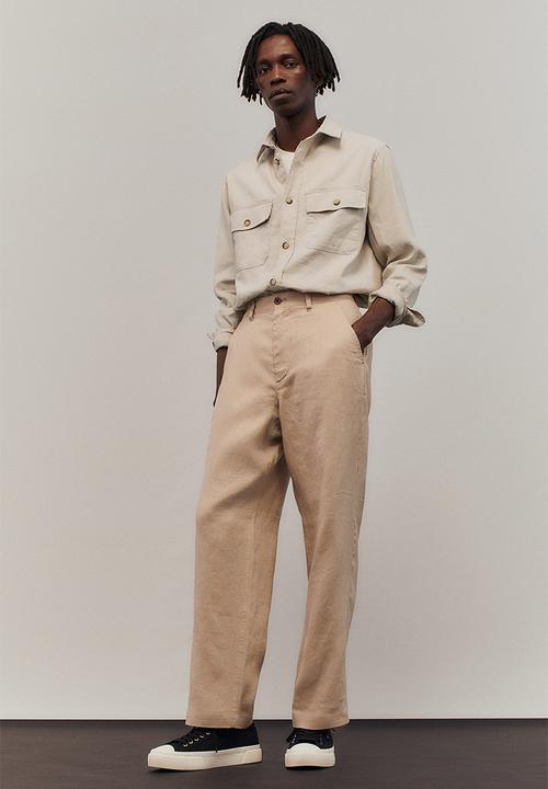 H&M - Regular fit linen-blend overshirt - light greige