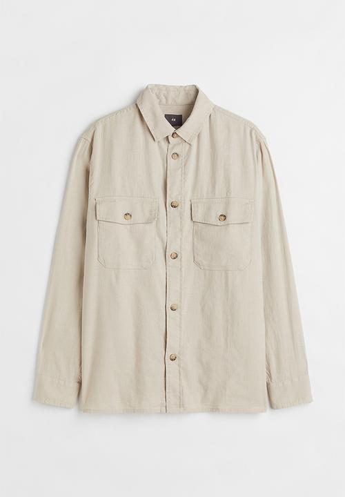 H&M - Regular fit linen-blend overshirt - light greige