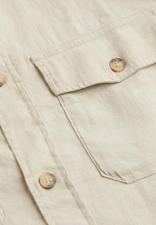 H&M - Regular fit linen-blend overshirt - light greige
