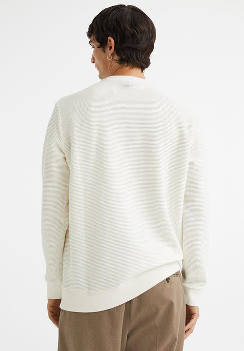 H&M - Regular fit ribbed sweatshirt - white