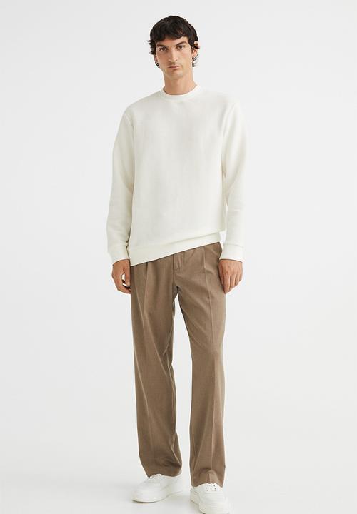 H&M - Regular fit ribbed sweatshirt - white