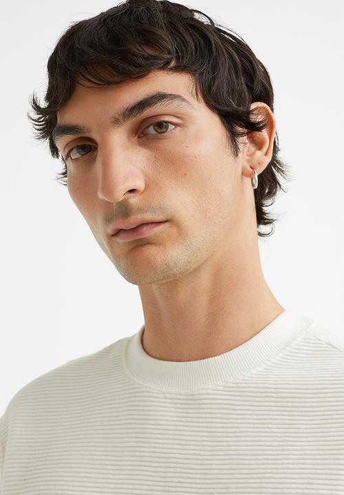 H&M - Regular fit ribbed sweatshirt - white