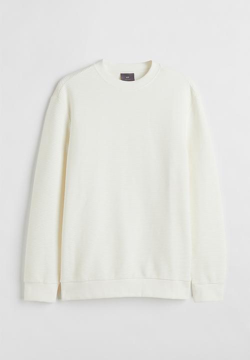 H&M - Regular fit ribbed sweatshirt - white