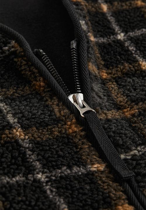 H&M - Teddy cargo gilet - dark grey/checked