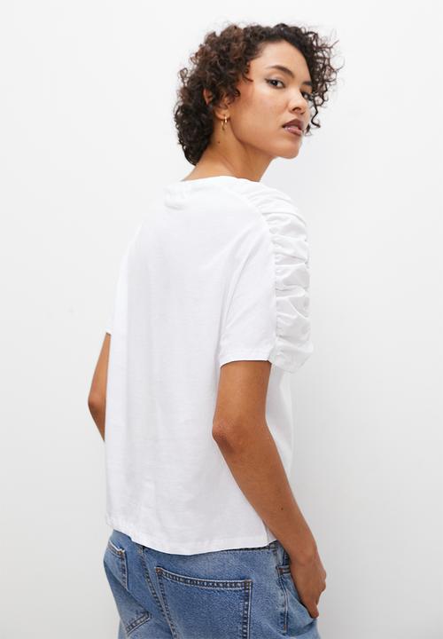 Superbalist - Knit woven puff sleeve tee - white