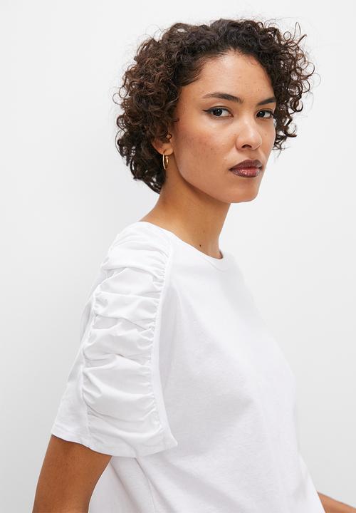 Superbalist - Knit woven puff sleeve tee - white