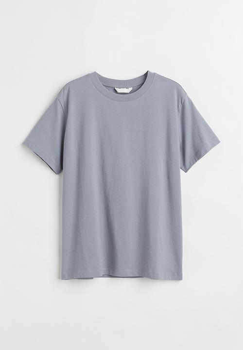 H&M - Cotton T-shirt - light grey-blue