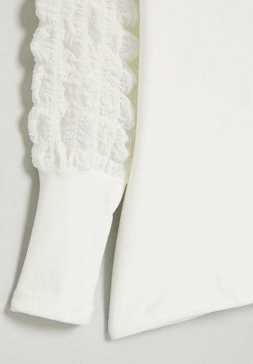 Pop Candy - Girls puff sleeve top - white