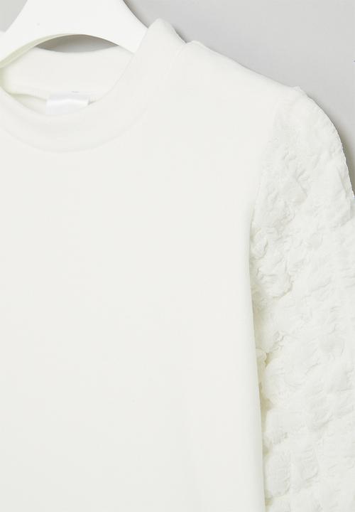 Pop Candy - Girls puff sleeve top - white
