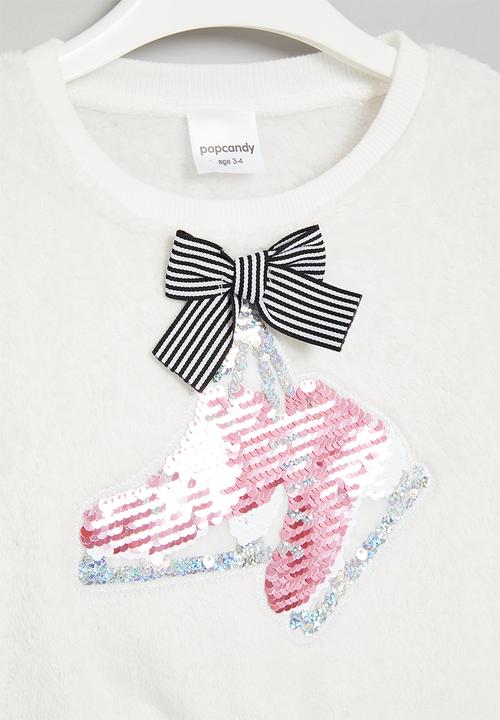 Pop Candy - Girls sweatshirt with bow - white