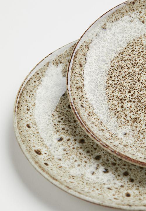 H&M - Small stoneware plate - beige/multi