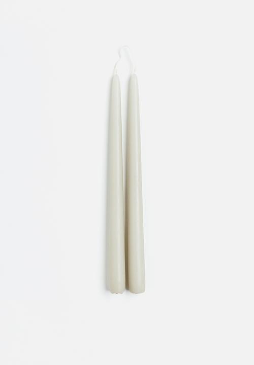 H&M - 2-pack tapered candles - grey/beige