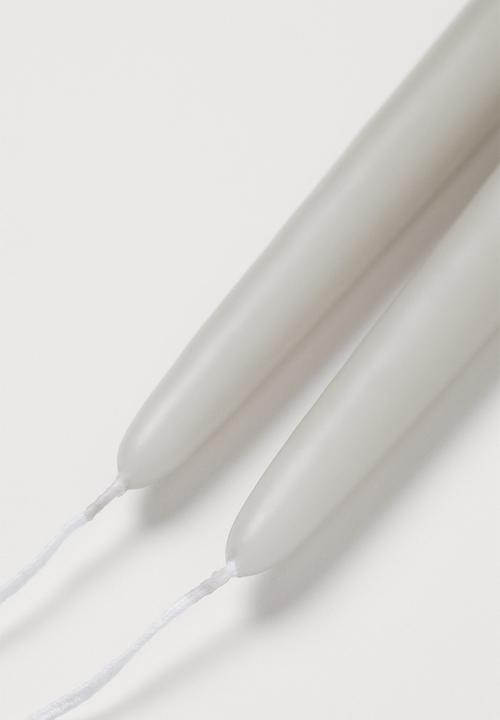 H&M - 2-pack tapered candles - grey/beige