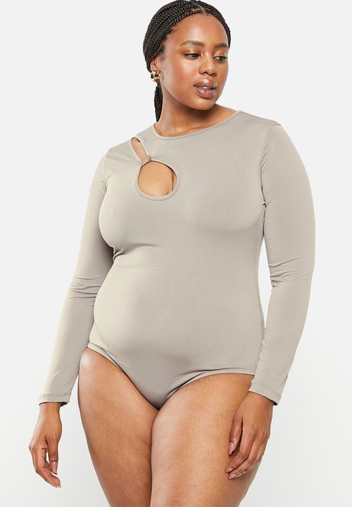 Trendyol - Plus cutout detail bodysuit - beige