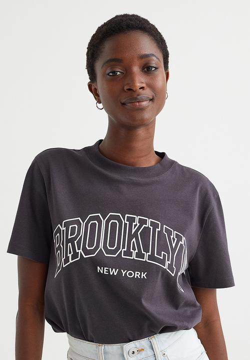 H&M - Cotton T-shirt - dark grey/brooklyn
