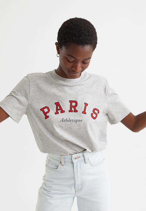 H&M - Cotton T-shirt - grey marl/paris