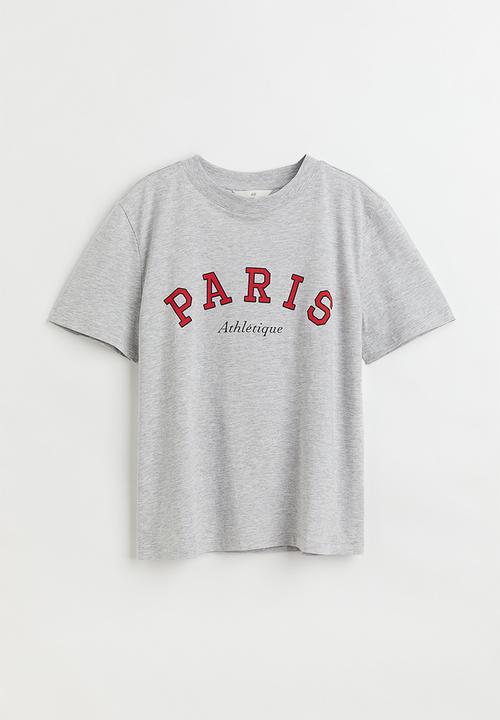 H&M - Cotton T-shirt - grey marl/paris