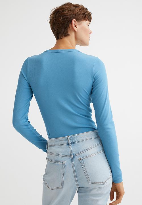 H&M - Ribbed modal-blend top - blue