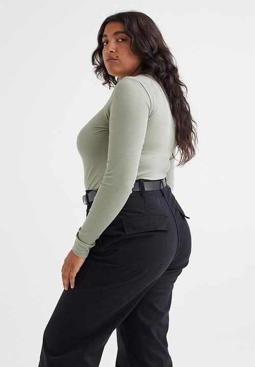 H&M - Ribbed modal-blend top - light khaki green