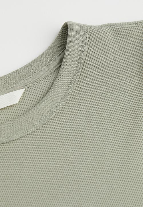 H&M - Ribbed modal-blend top - light khaki green