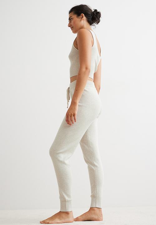 H&M - Knitted joggers - light beige marl