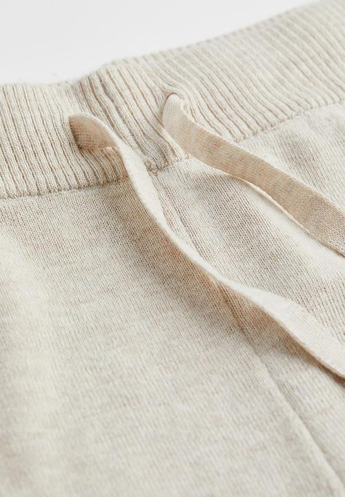 H&M - Knitted joggers - light beige marl
