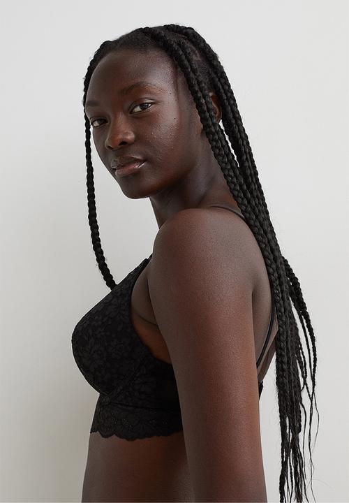 H&M - Lace super push-up bralette - black