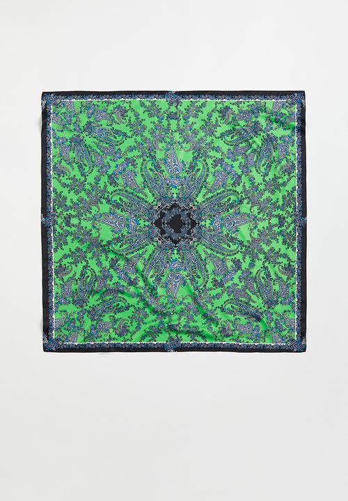 H&M - Satin scarf - green/paisley patterned