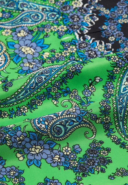 H&M - Satin scarf - green/paisley patterned