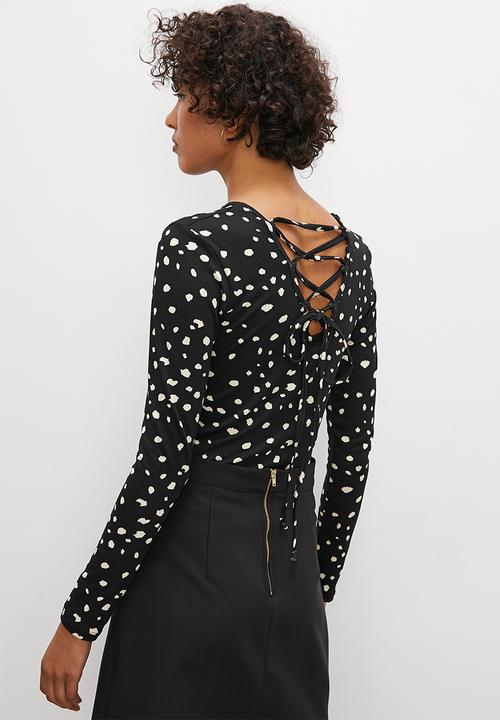 Superbalist - Printed back tie top - black & white