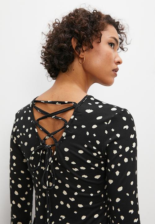 Superbalist - Printed back tie top - black & white