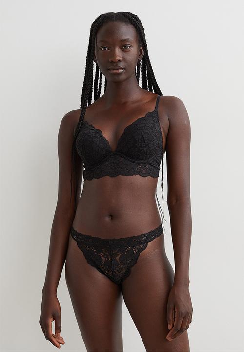 H&M - Lace super push-up bralette - black