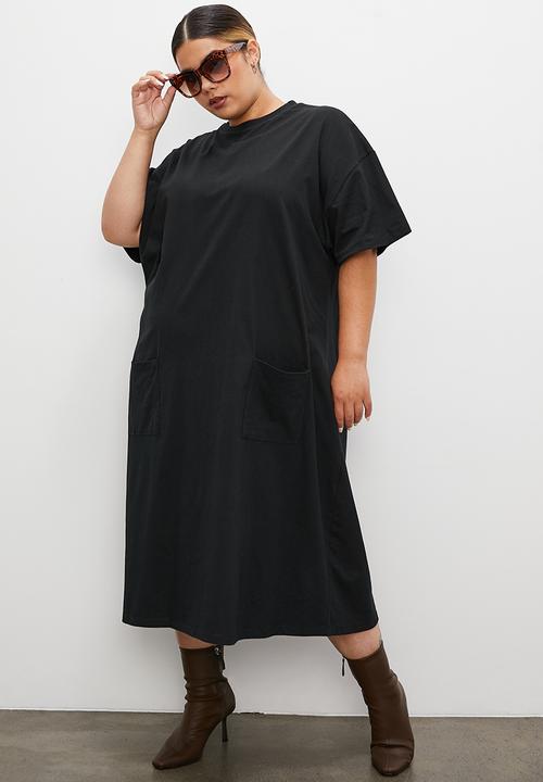 Superbalist - Midi tee dress with pockets - black