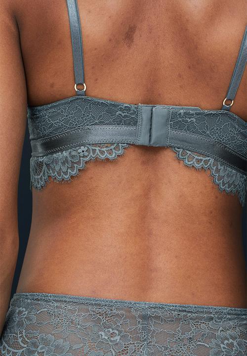 H&M - Push-up lace bralette - grey-green