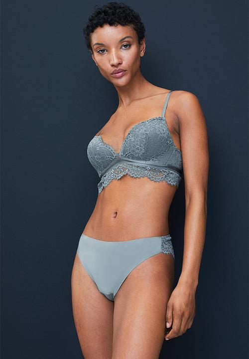 H&M - Push-up lace bralette - grey-green