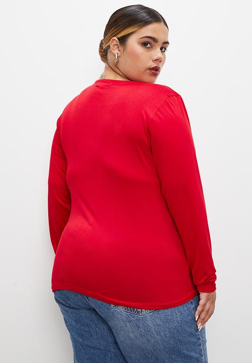 Superbalist - Knot neckline tee - red