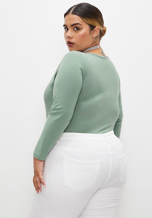 Superbalist - Long sleeve boat neck bodysuit - smoked sage