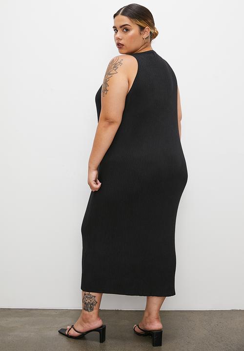 Superbalist - Organic cotton cutaway knitwear dress - black