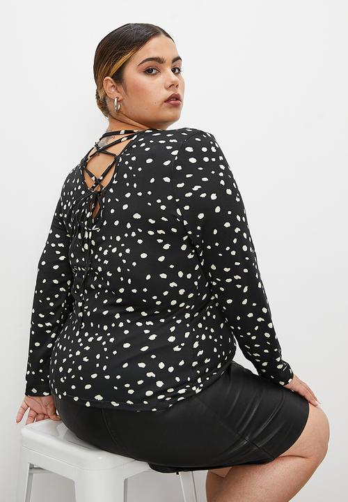 Superbalist - Printed back tie top - black and white
