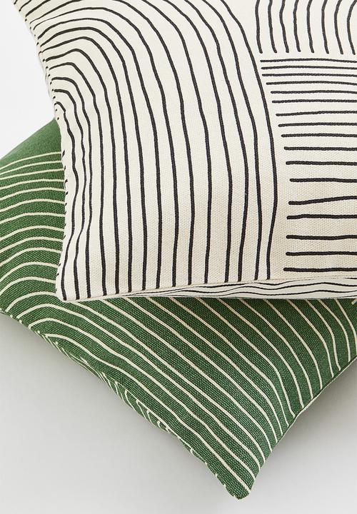 H&M - Cotton canvas cushion cover - beige/multi