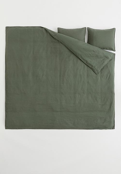 H&M - Linen double/king duvet cover set - green