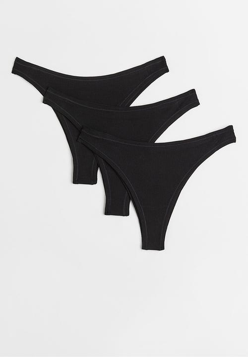 H&M - 3 Pack jersey brazilian briefs - black