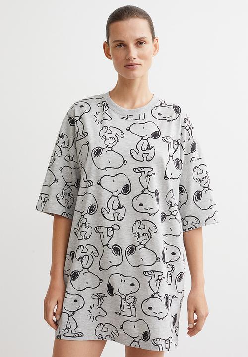 H&M - Oversized printed nightdress - grey marl/snoopy