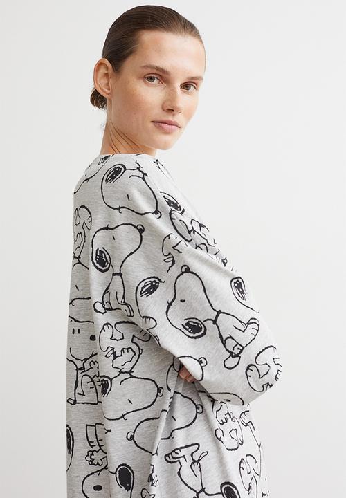 H&M - Oversized printed nightdress - grey marl/snoopy