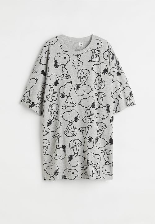 H&M - Oversized printed nightdress - grey marl/snoopy