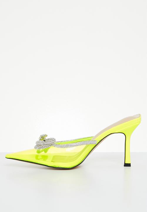 Public Desire - Quasar diamante bow pointed toe high heel - neon lime