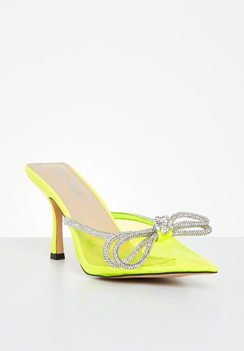 Public Desire - Quasar diamante bow pointed toe high heel - neon lime