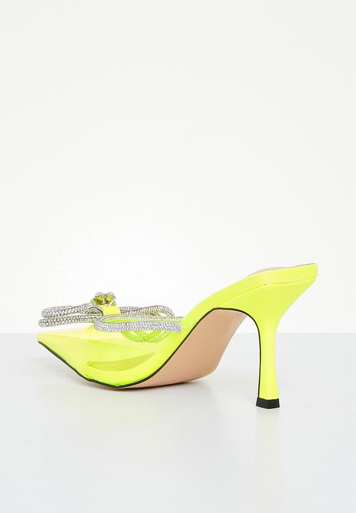 Public Desire - Quasar diamante bow pointed toe high heel - neon lime