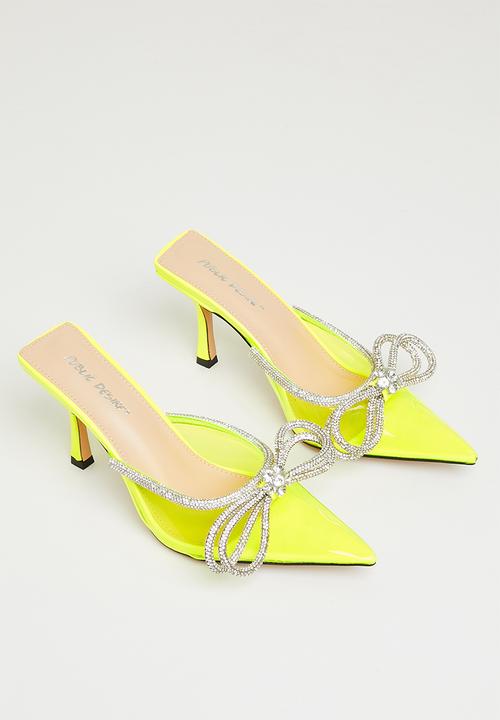 Public Desire - Quasar diamante bow pointed toe high heel - neon lime
